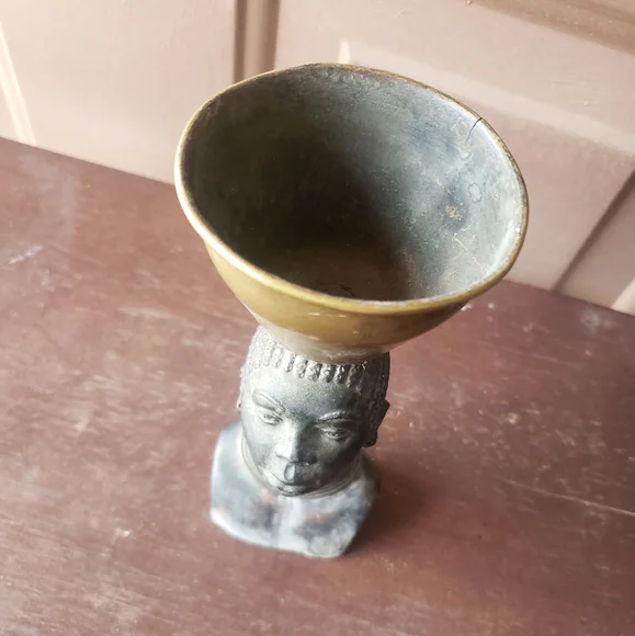 Mid-Century Geo L. Trevino Brass African Tribal Woman Bust - Picture 5 of 5